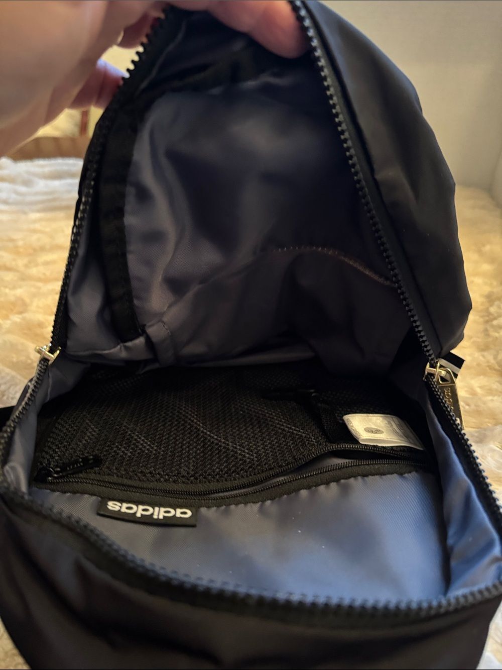 adidas Black mini Backpack with White Logo and Gold Zippers - Picture 5 of 5